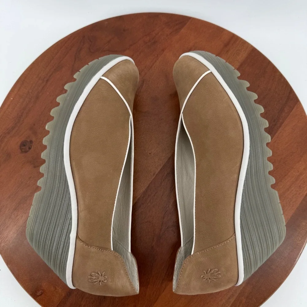Fly London Yuca839Fly Sand Leather Wedge Platform Pumps Women's EU 42/US 10.5-11